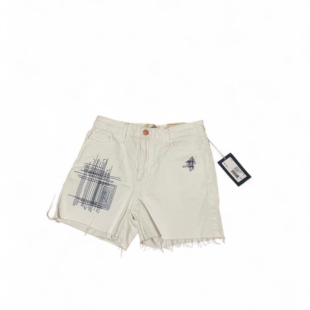 Madewell White Jean Shorts with Blue Accents